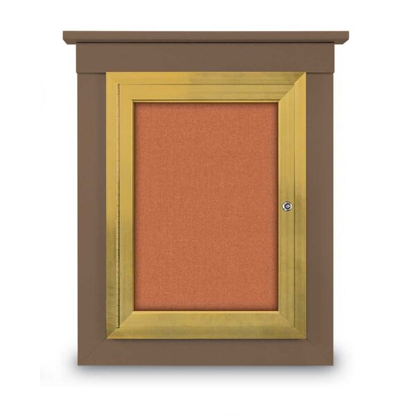 72"x36" 3-Door Enclosed Letterboard, Grey Vinyl/Walnut